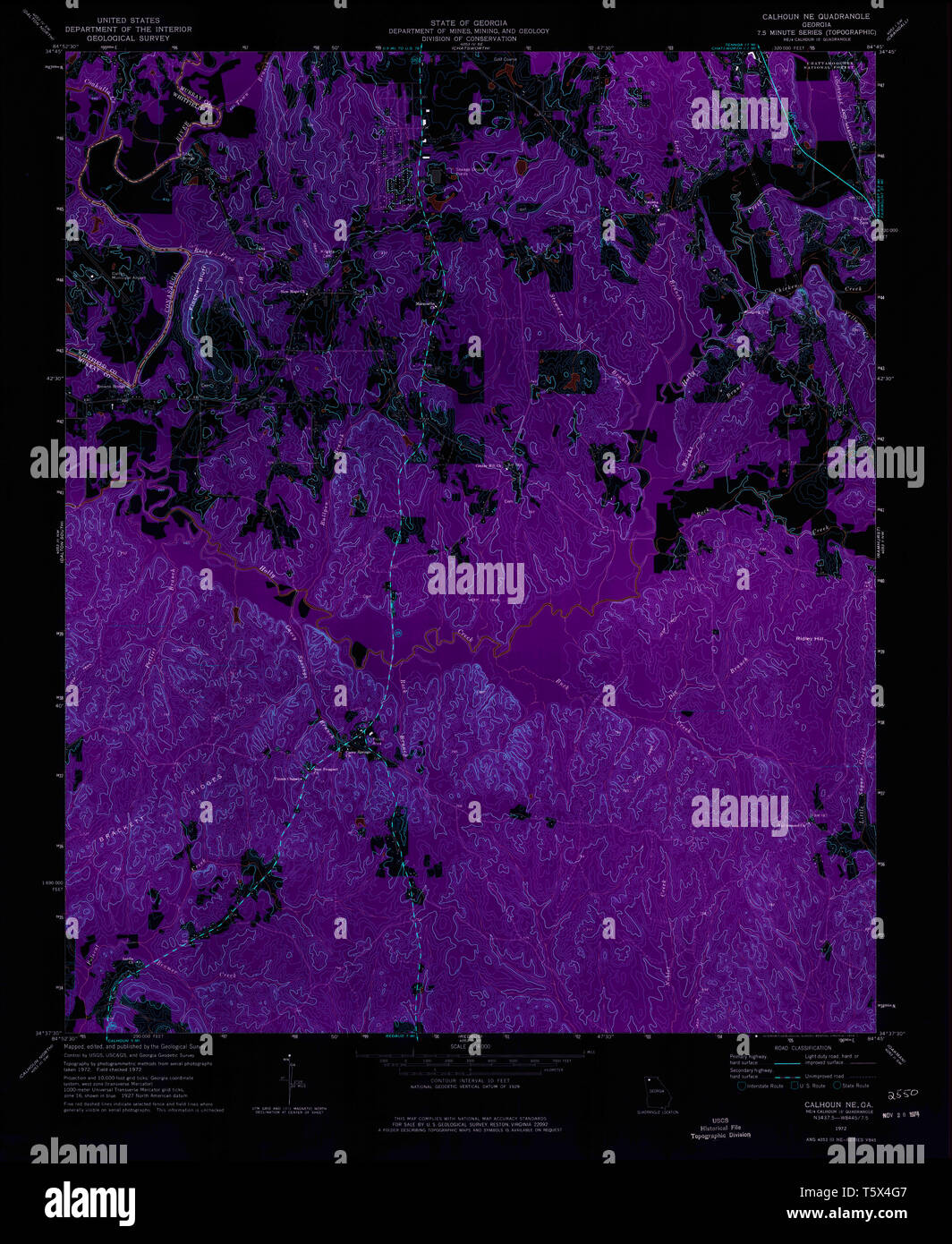 USGS TOPO Map Georgia GA Calhoun - Usgs Topo Map Georgia Ga Calhoun Ne 245205 1972 24000 Inverted Restoration T5X4G7