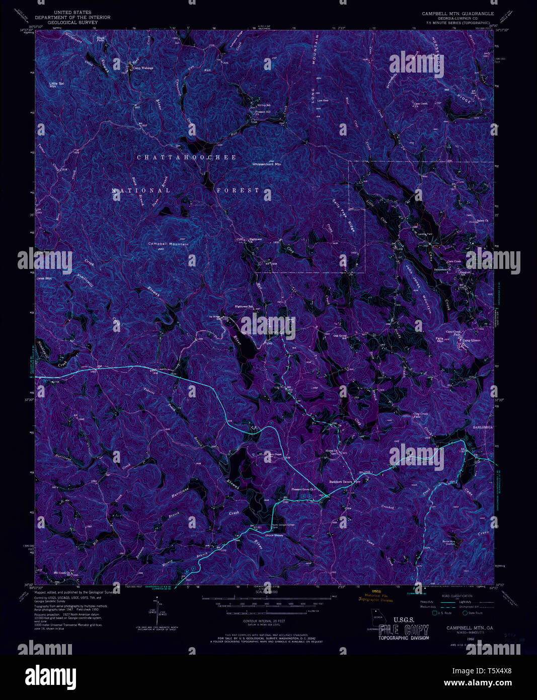 USGS TOPO Map Georgia GA Campbell - Usgs Topo Map Georgia Ga Campbell Mtn 245219 1950 24000 Inverted Restoration T5X4X8