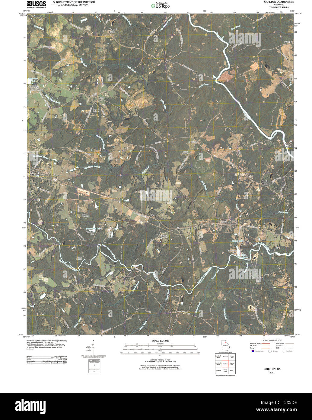 USGS TOPO Map Georgia GA Carlton - Usgs Topo Map Georgia Ga Carlton 20110304 Tm Restoration T5X5DE