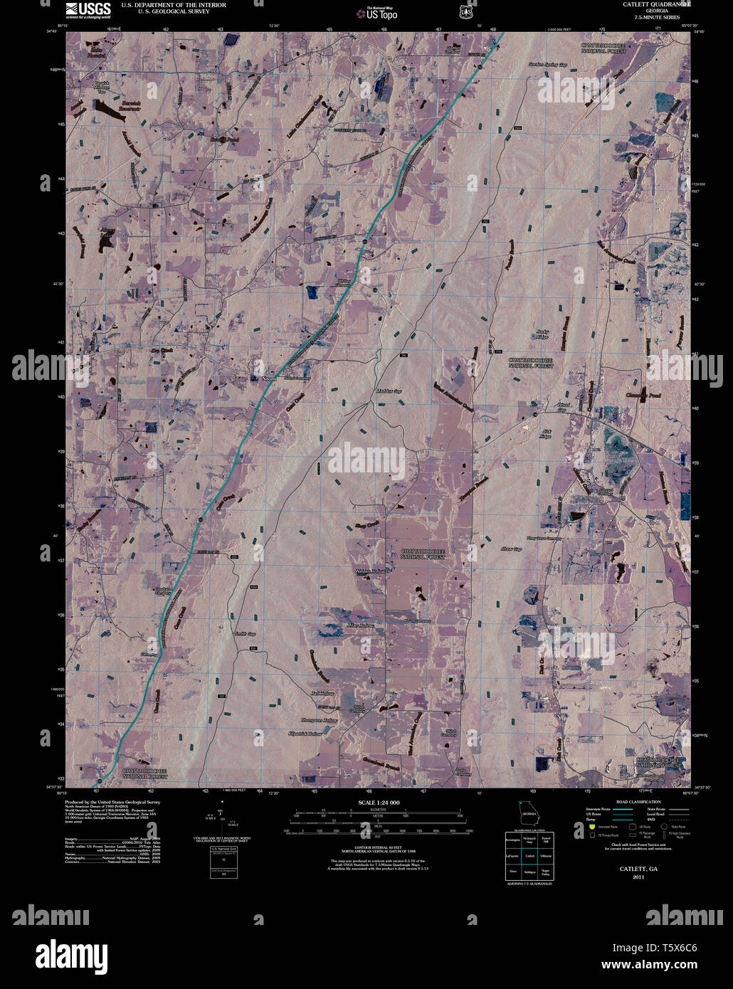 USGS TOPO Map Georgia GA Catlett - Usgs Topo Map Georgia Ga Catlett 20110225 Tm Inverted Restoration T5X6C6
