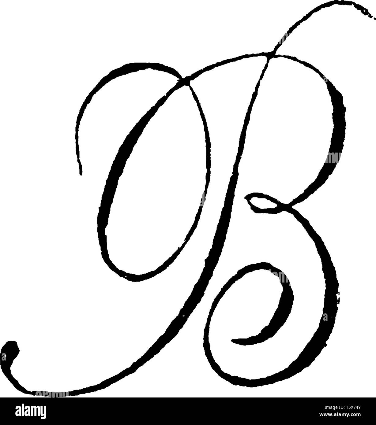 A decorative capital letter B, vintage line drawing or engraving illustration Stock Vector