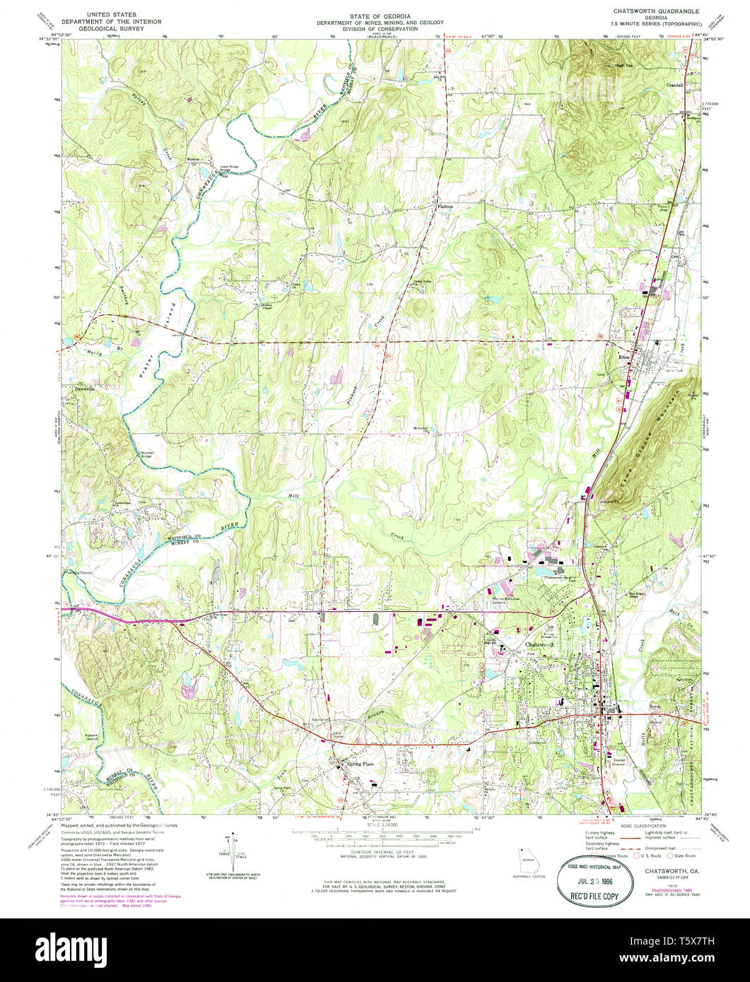 Usgs Topo Map Georgia Ga Chatsworth 245295 1972 24000 Restoration T5X7TH 