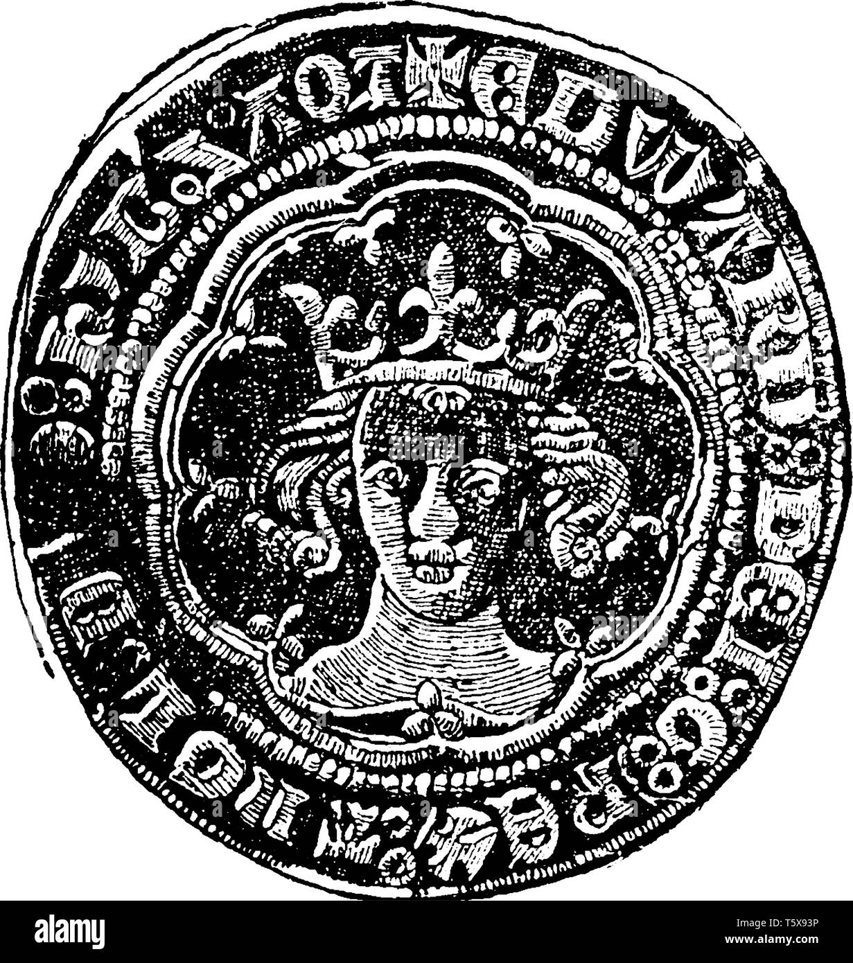 First Issued Drawing Obverse Side of Groat of Edward III which is first issued from ...