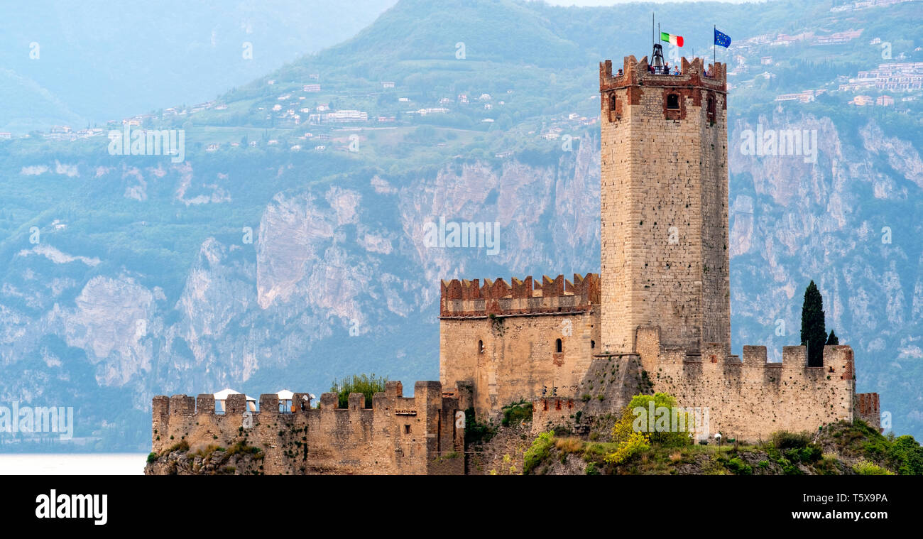 Malcesine Castle of Castello Scaligero on the Lago di Garda lake in Italy Verona province Veneto region Stock Photo