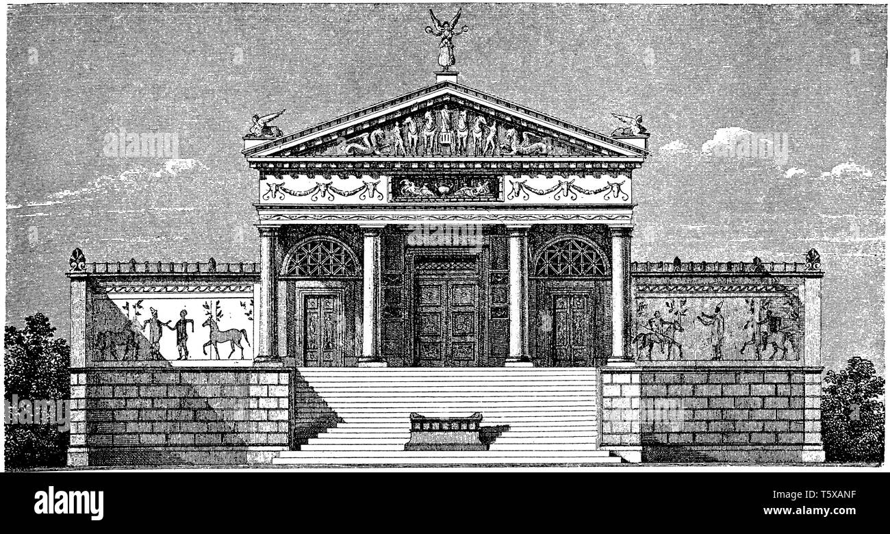 Etruscan temple reconstruction Black and White Stock Photos & Images ...