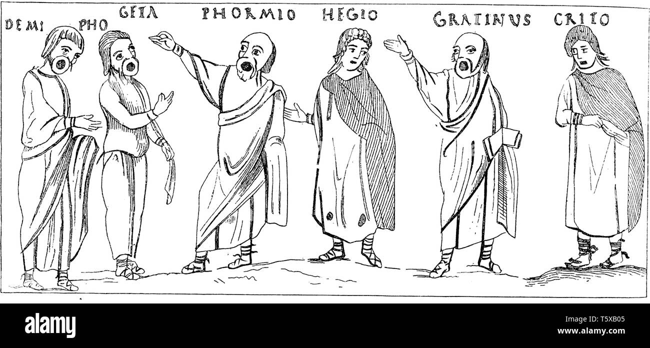 Scene of a Palliata on a miniature picture Stock Photo Alamy