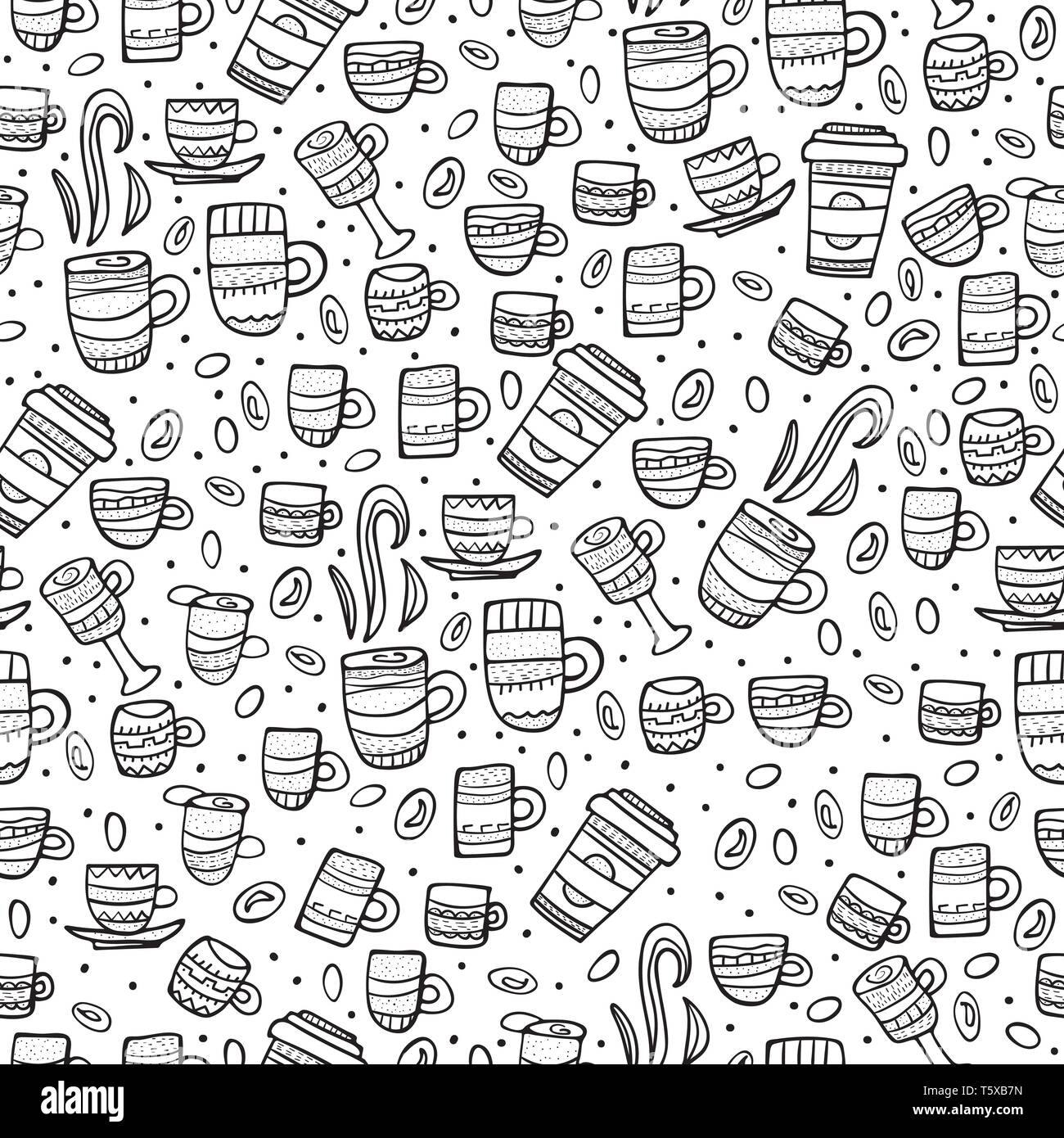 Seamless pattern with coffe. Endless background of cups with hot ...