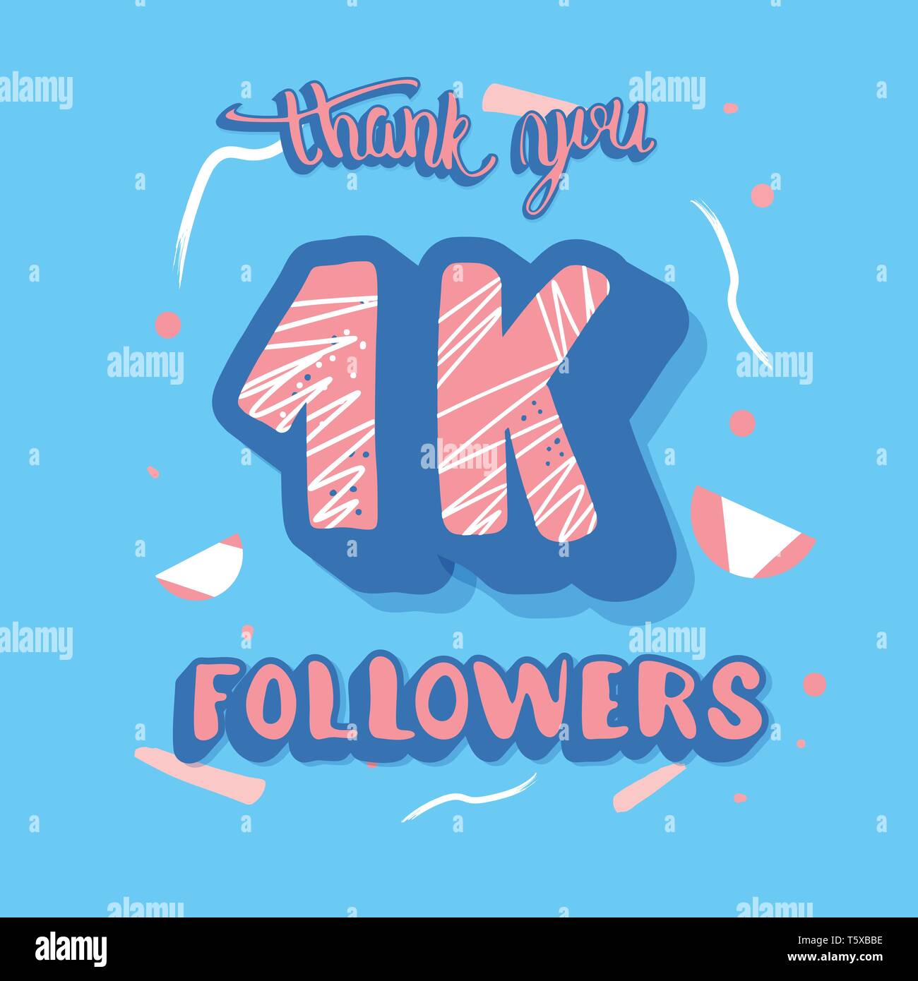 1k followers post. Social media banner. 1000 subscribers thank you. Vector color illustration. Stock Vector