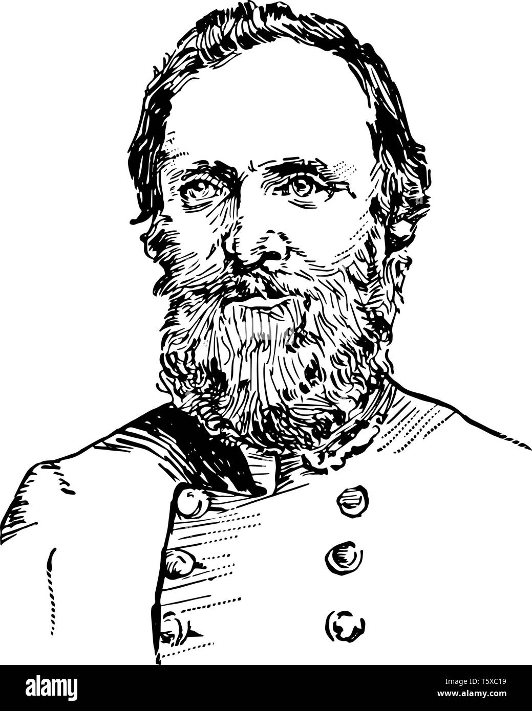 Thomas J. Stonewall Jackson 1824 to 1863 he was a confederate general during the American civil war vintage line drawing or engraving illustration Stock Vector