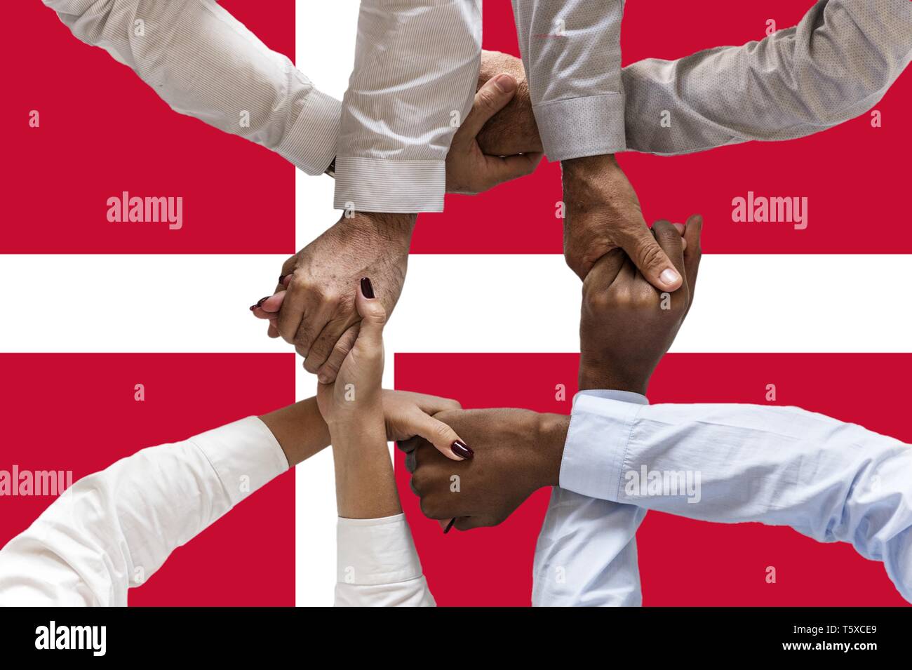Flag of Denmark, intergration of a multicultural group of young people