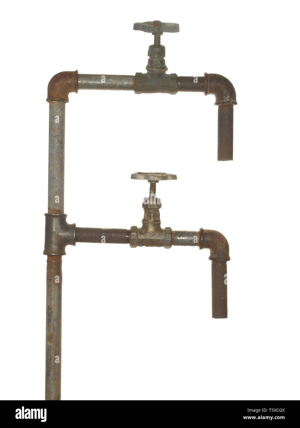 A fragment of the old water conduit consisting of pipes, fittings and