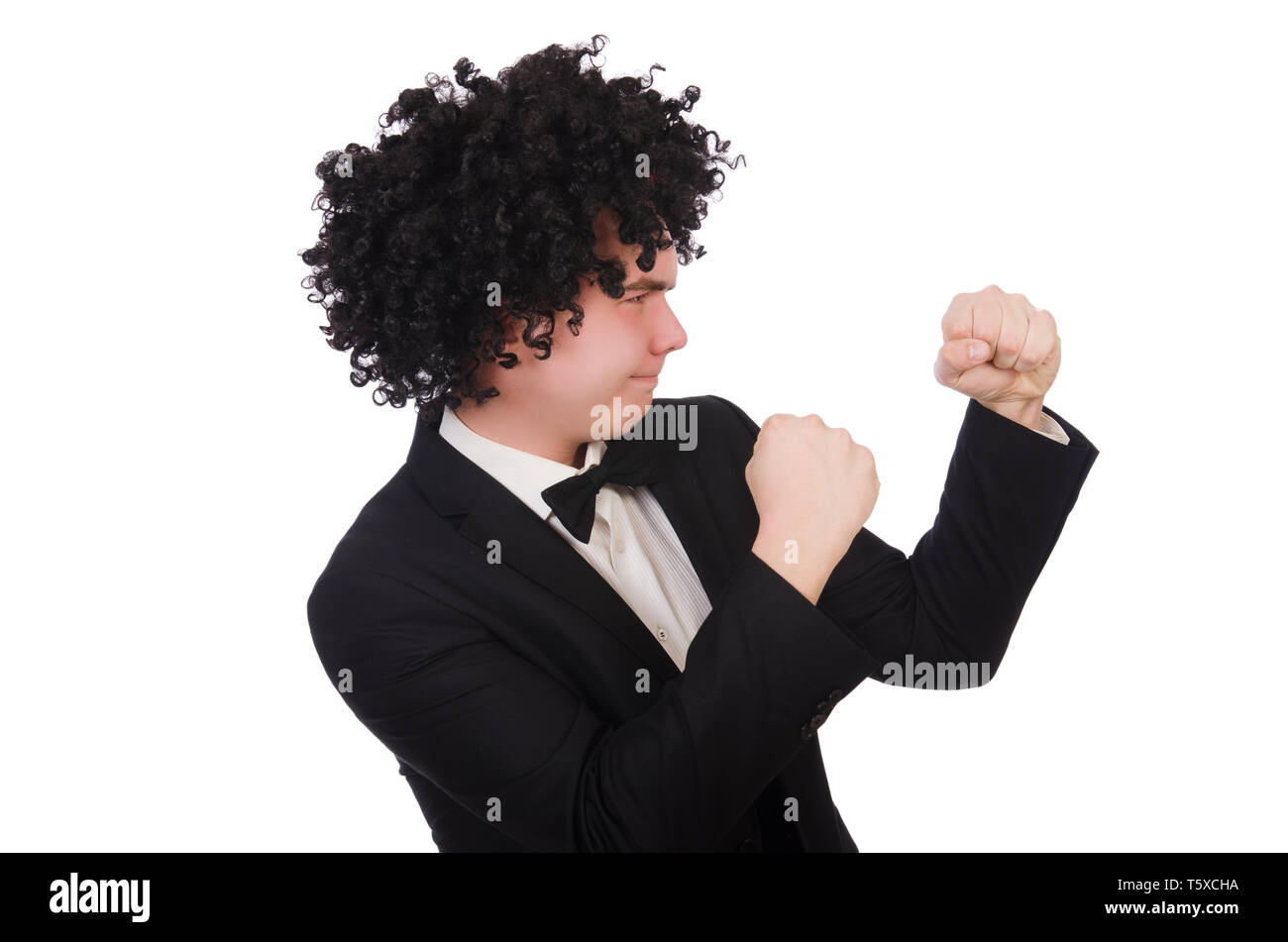 Funny Man With Curly Hair Style Stock Photo 244599078 Alamy
