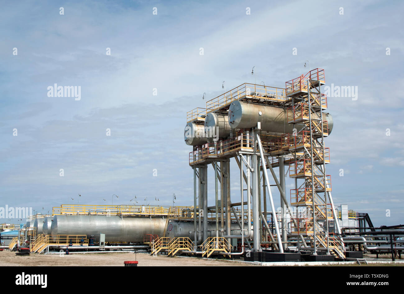 Oil and gas industry. Work of refinery petrochemical plant. Oil