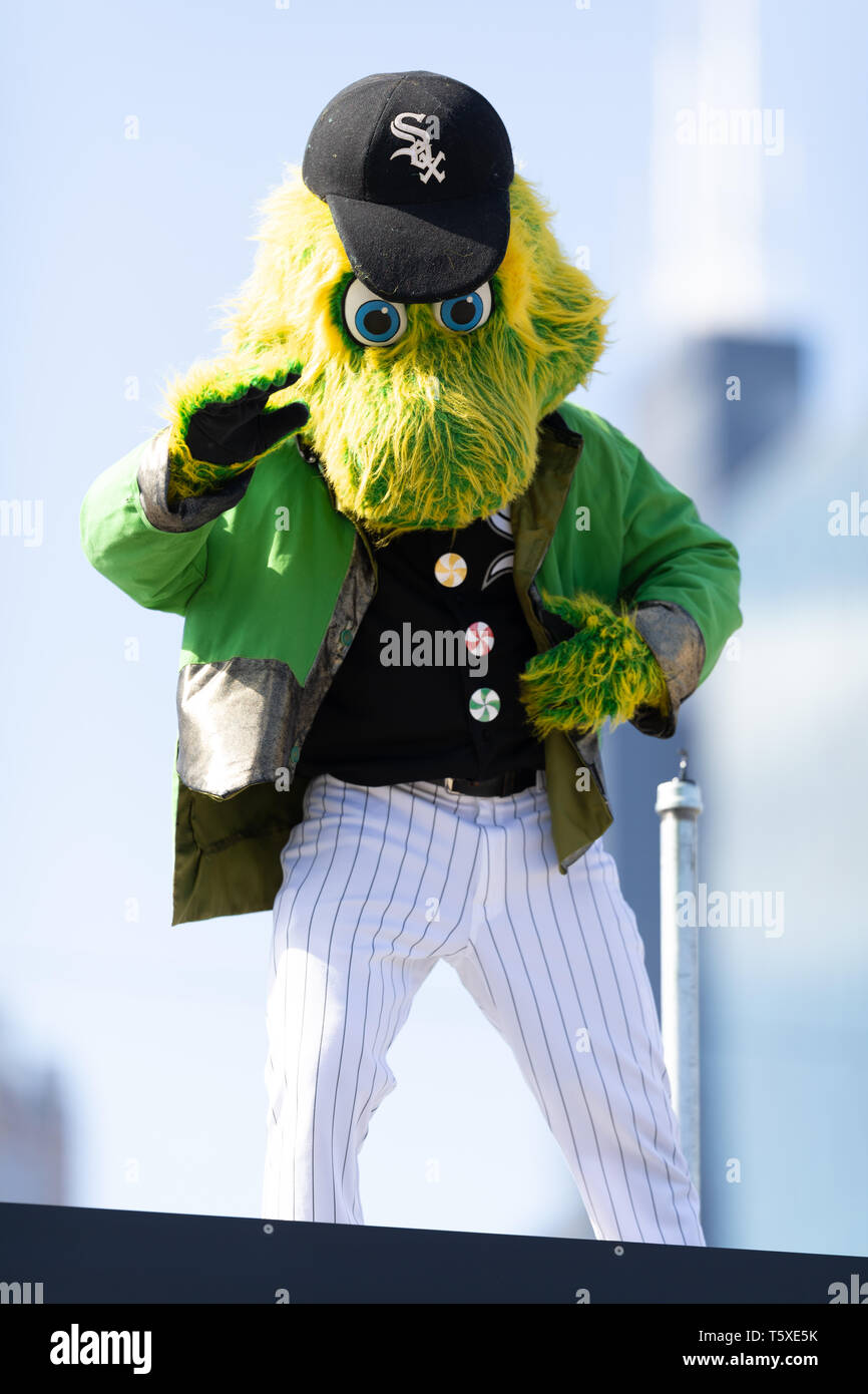 The Chicago White Sox mascot Southpaw wears a yellow rain jacket and  News Photo - Getty Images