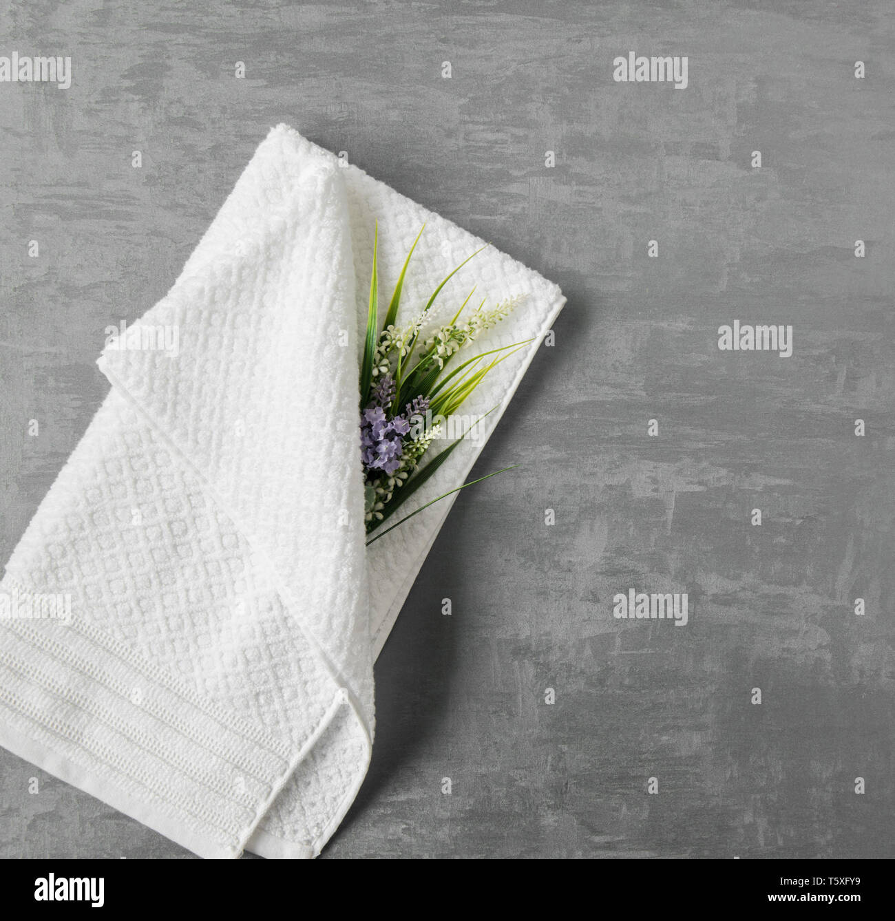 Spa Towels Flowers On Dark Wood Stock Photo 171346058