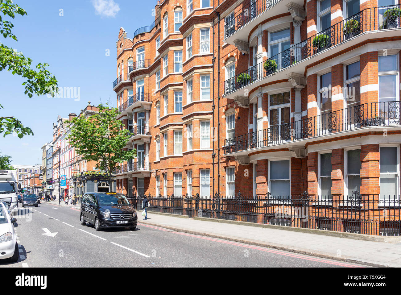 The Mansions apartment buildings, Earl's Court Road, Earls Court, Royal Borough of Kensington and Chelsea, Greater London, England, United Kingdom Stock Photo