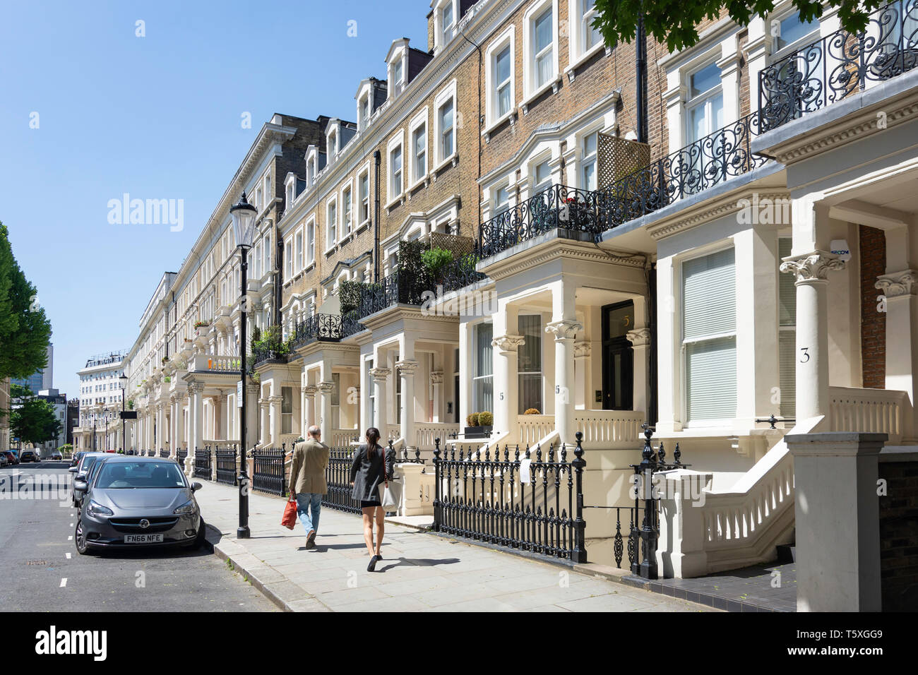 Terraced town houses, Earl's Court Square, Earls Court, Royal Borough of Kensington and Chelsea, Greater London, England, United Kingdom Stock Photo