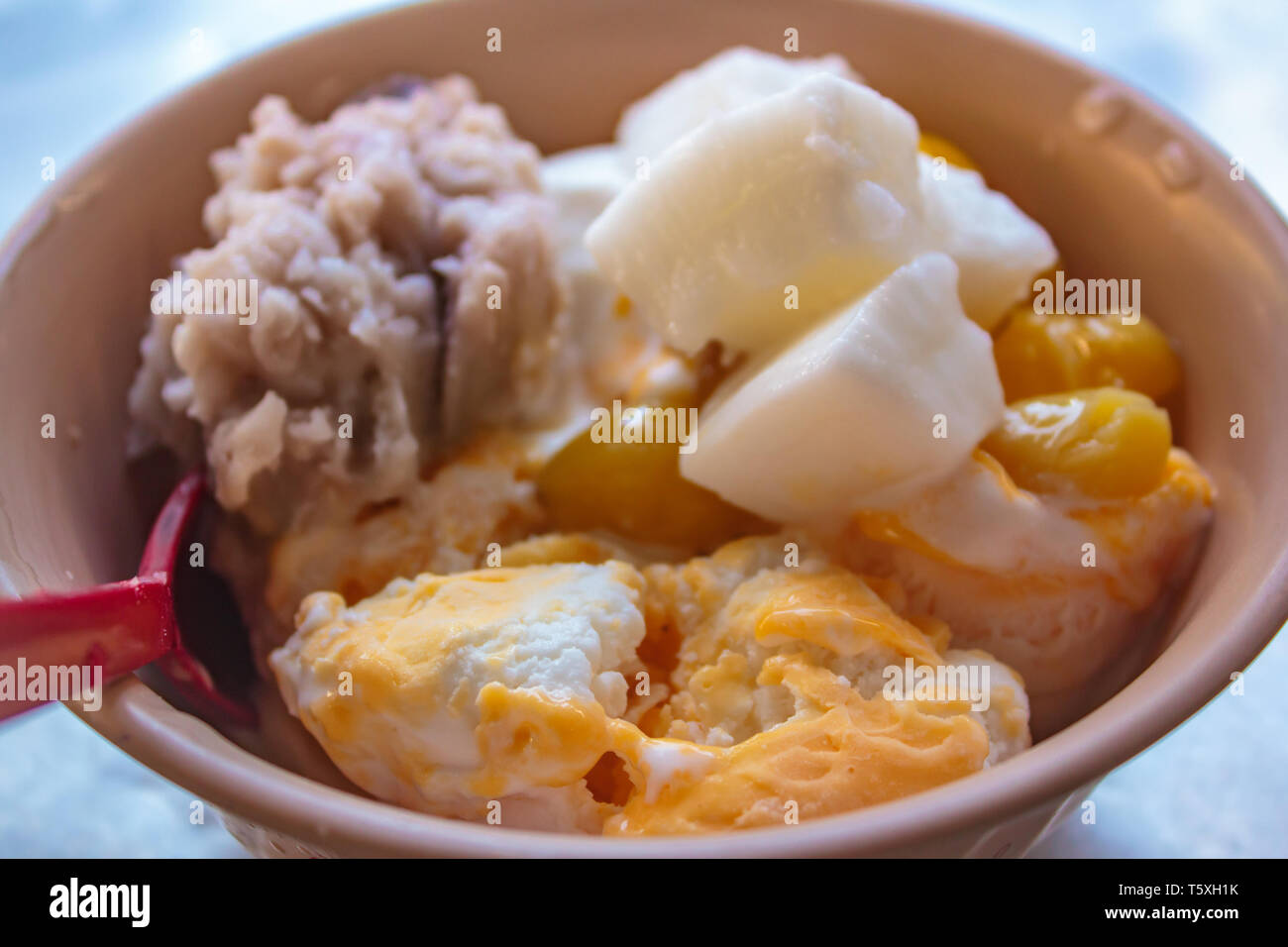 Frozen Eggs Coconut Milk Ice Cream Thai Dessert Style Stock Photo Alamy