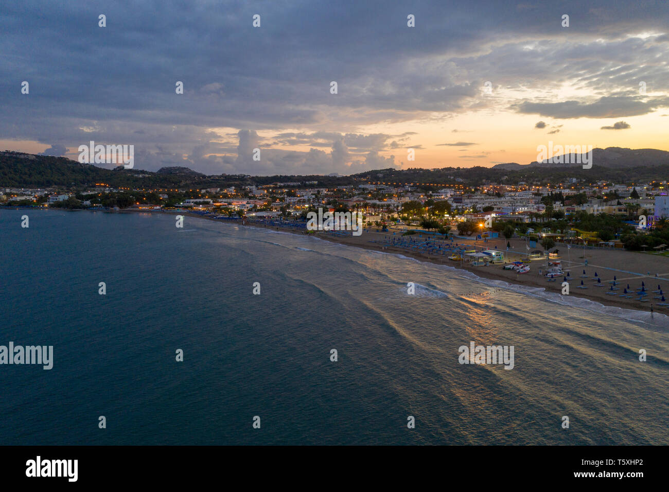 Greece, Rhodes, Faliraki, Coastal Landscape Stock Photo