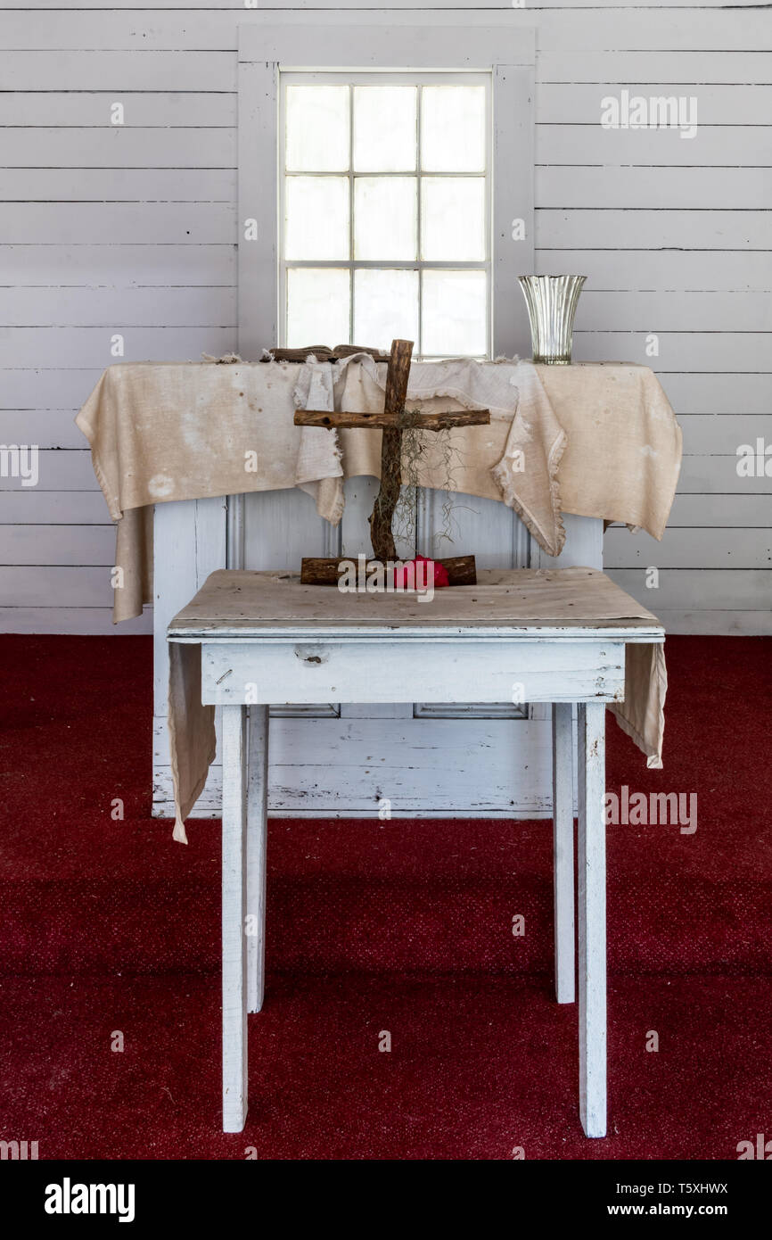 First African Baptist Church Altar, Cumberland Island, Georgia Stock Photo