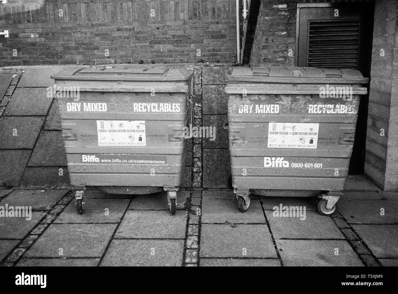 Biffa recycling bins, Winchester, Hampshire, England, United Kingdom. Stock Photo