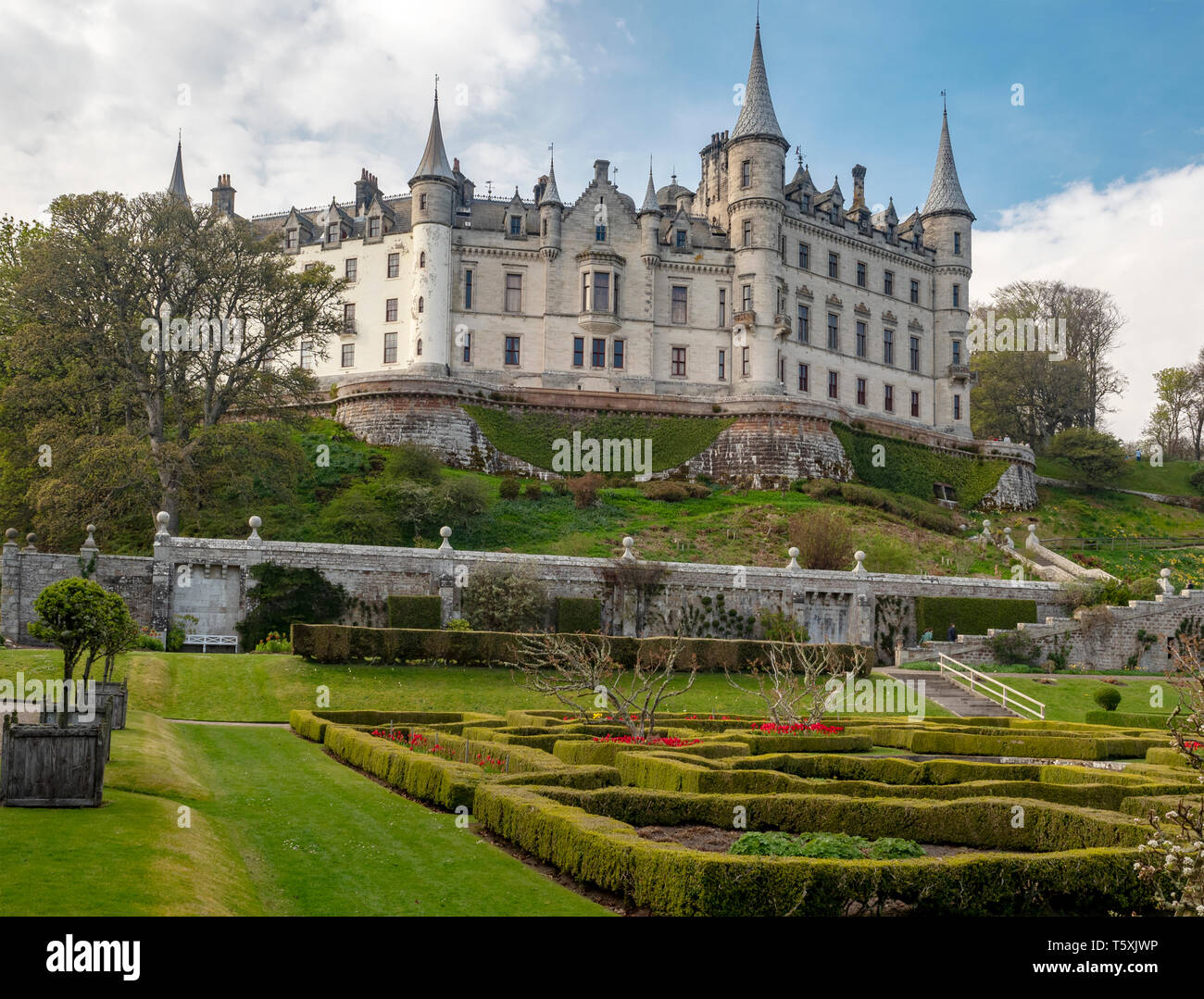 View of Dunrobin Castle, Scotland, from the Gardens Stock Photo