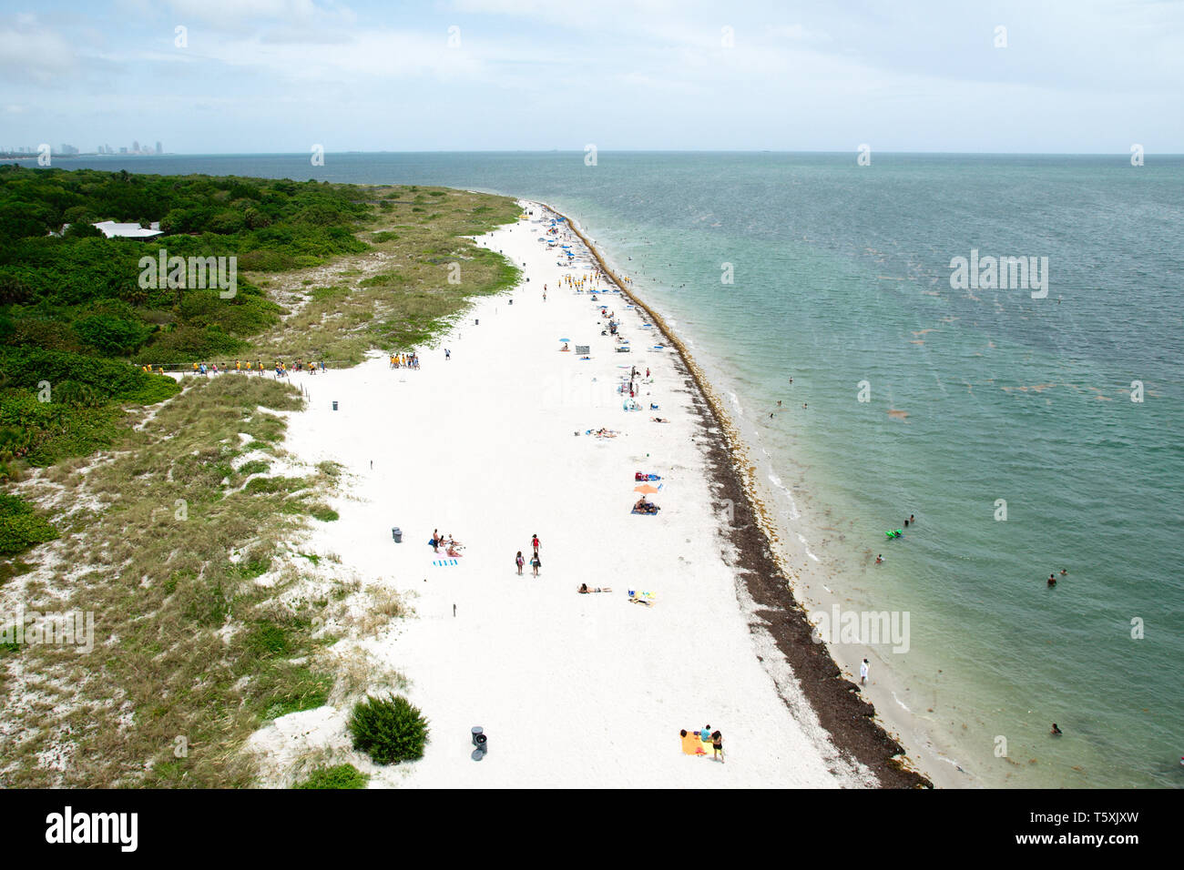 The view from the Cape Florida Light, a lighthouse on Cape Florida at the south end of Key Biscayne in Miami-Dade County, Florida, USA. Stock Photo