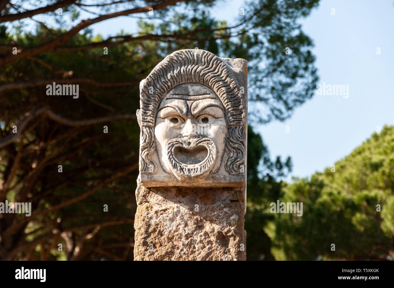 Roman theater masks in Ostia Antica Stock Photo