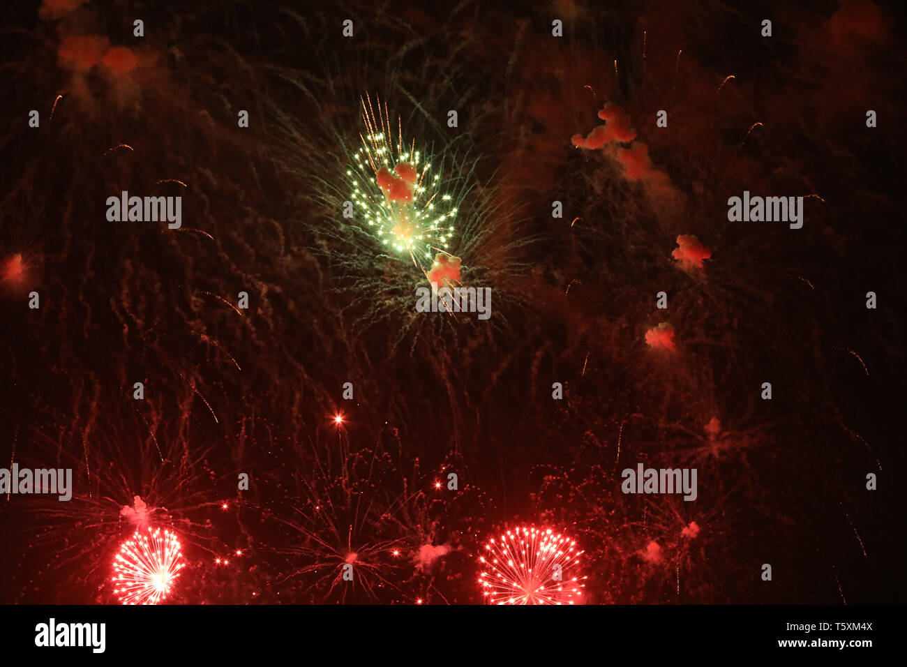 New Year's Eve fireworks and rockets on New Year's Day Stock Photo - Alamy