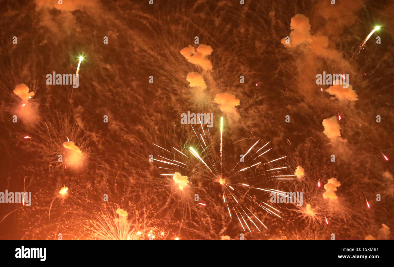 New Year's Eve fireworks and rockets on New Year's Day Stock Photo - Alamy