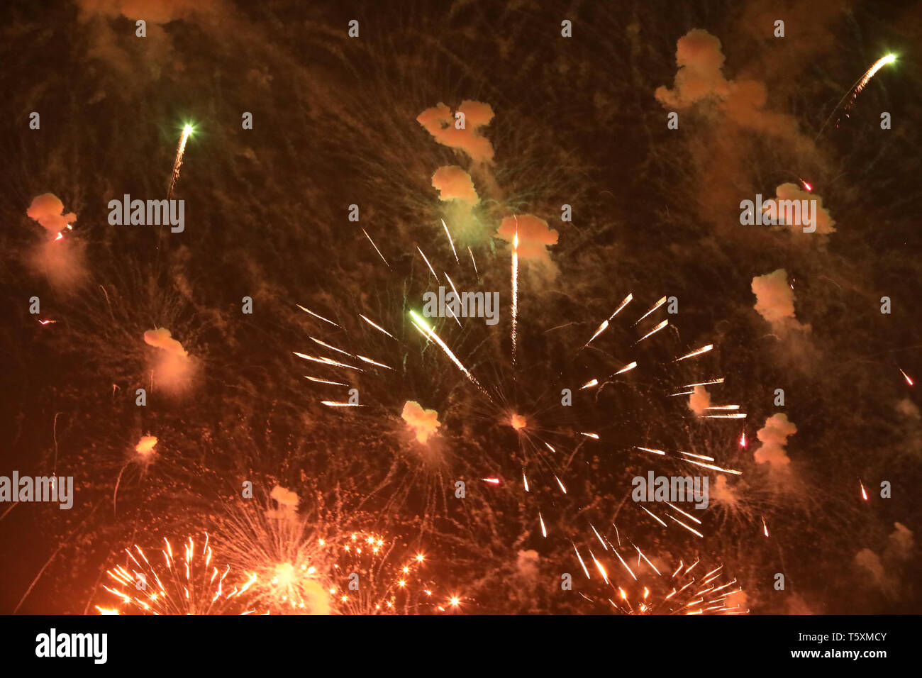 New Year's Eve fireworks and rockets on New Year's Day Stock Photo - Alamy