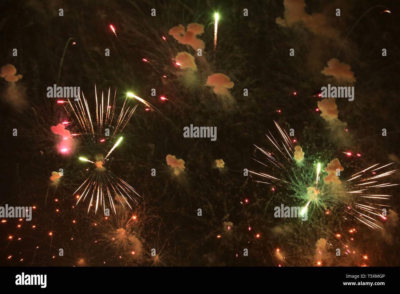 New Year's Eve fireworks and rockets on New Year's Day Stock Photo - Alamy