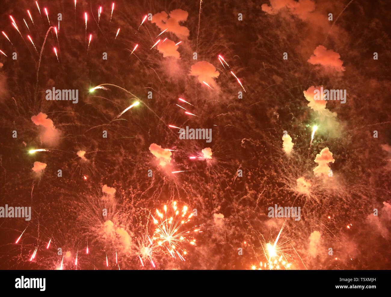 New Year's Eve fireworks and rockets on New Year's Day Stock Photo - Alamy