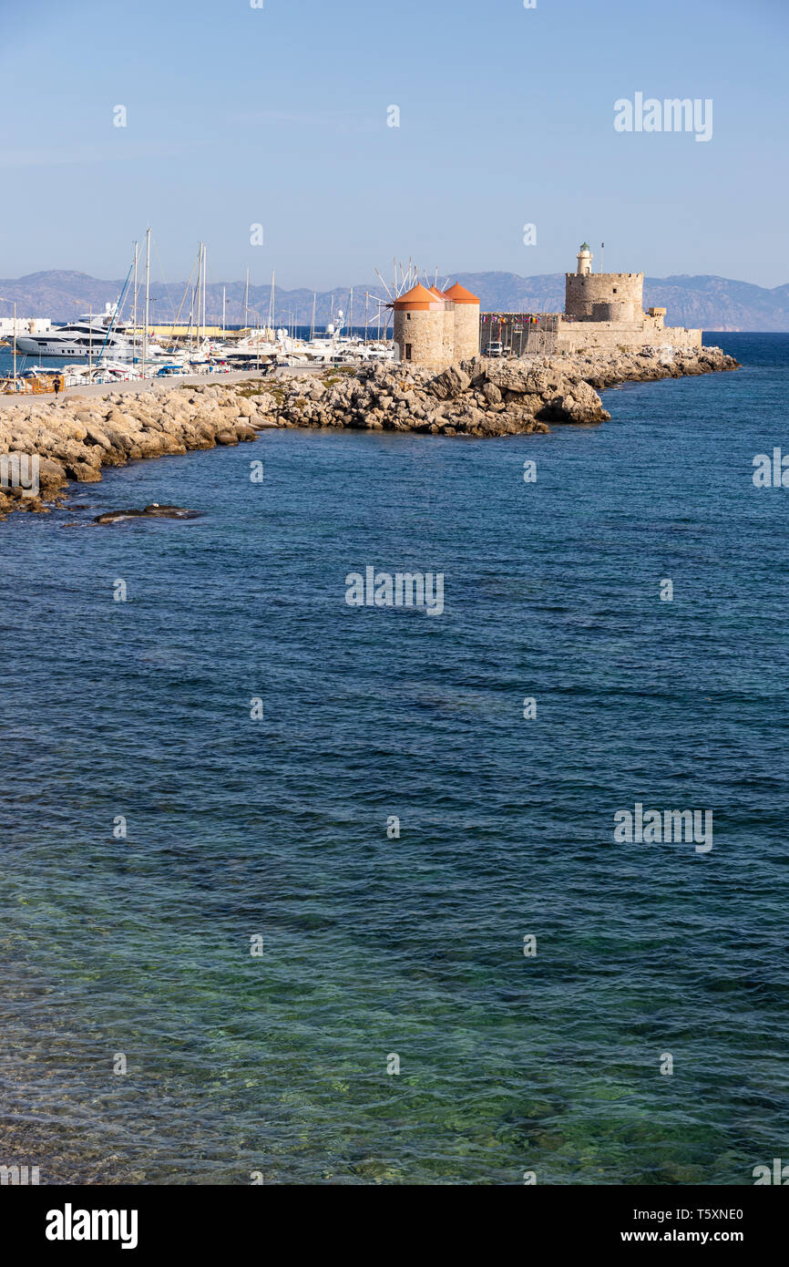 Greece, Rhodes, Old Harbour Stock Photo