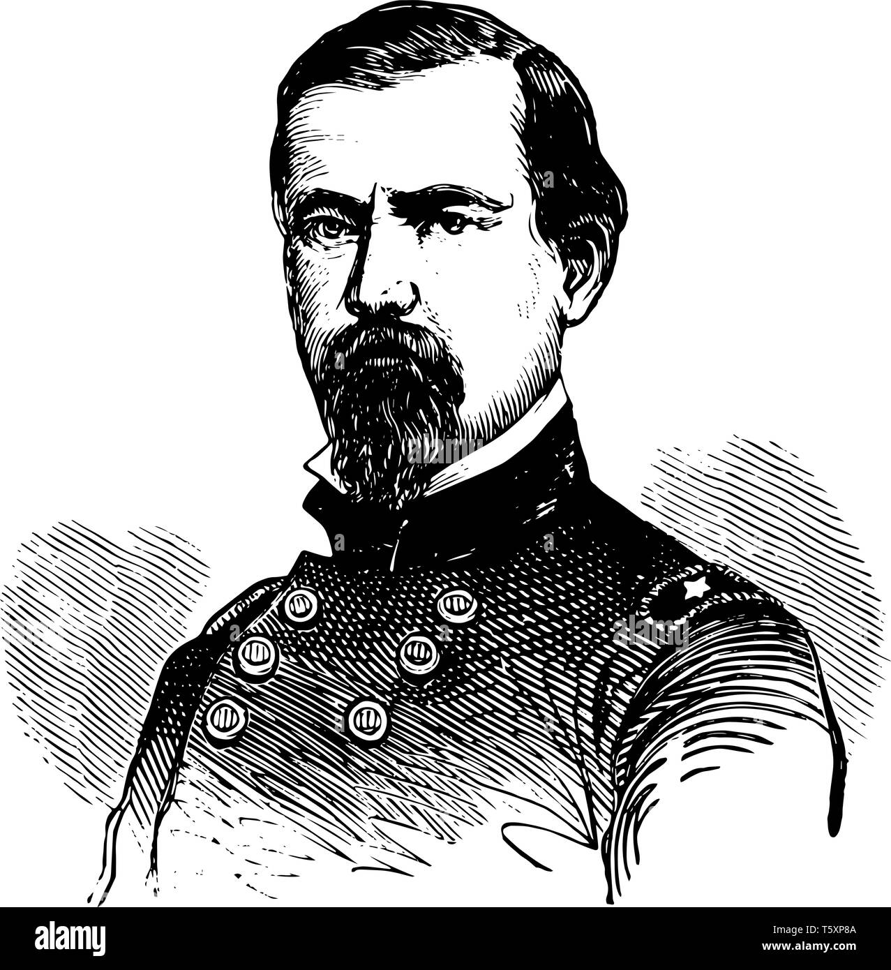 Irvin McDowell 1818 to 1885 he was a career American army officer and general during civil war vintage line drawing or engraving illustration Stock Vector