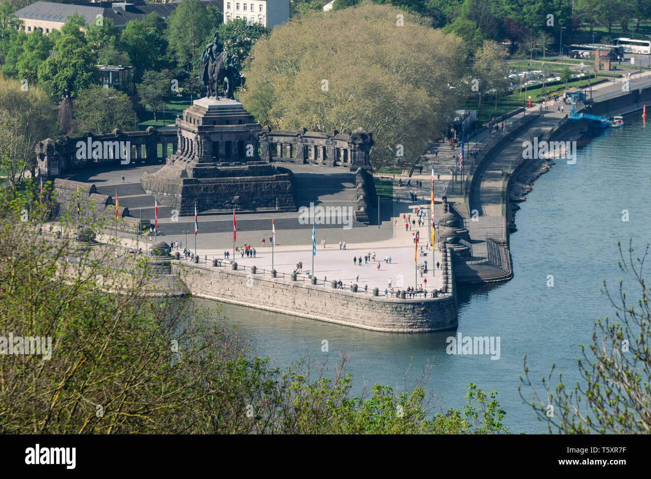 aerial panoramic view of Koblenz, which  is a city on the Rhine where it is joined by Moselle river Stock Photo