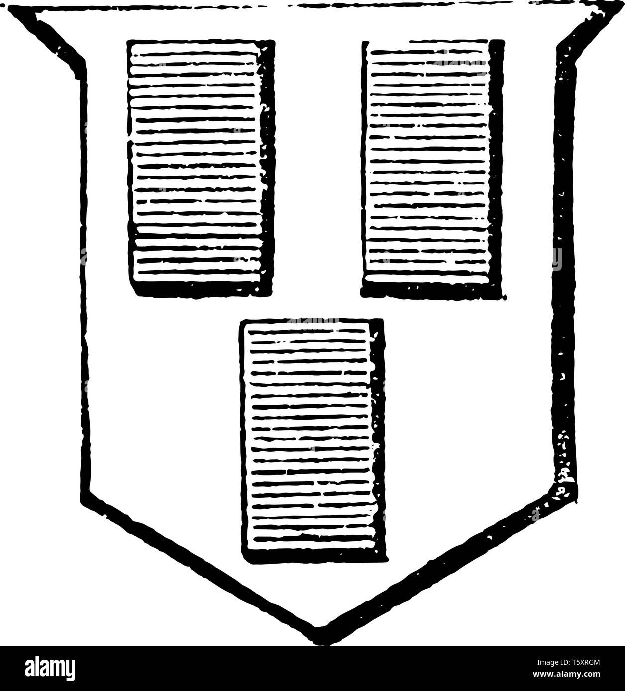 Billets are supposed to represent tiles or bricks, vintage line drawing or engraving illustration. Stock Vector