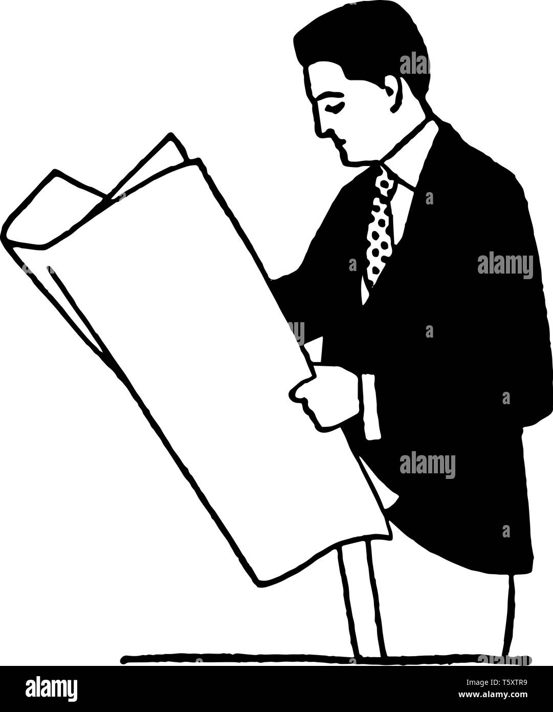 Man Reading Newspaper While Standing Adult Magazine News Periodical Press Reading Vintage Line Drawing Or Engraving Illustration Stock Vector Image Art Alamy