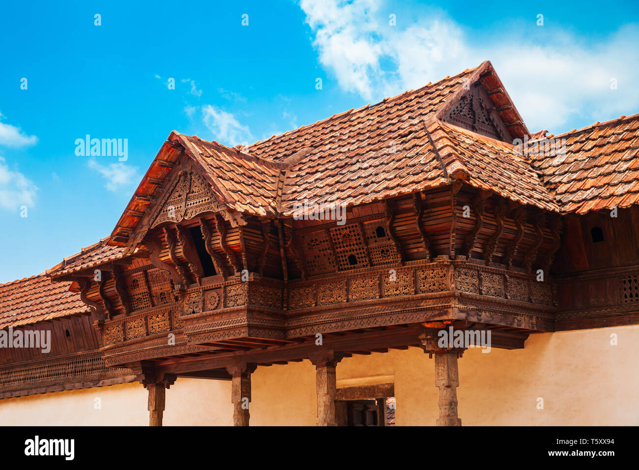 Padmanabhapuram Palace is a travancore era ancient palace in Padmanabhapuram village near Kanyakumari in Tamil Nadu in India Stock Photo