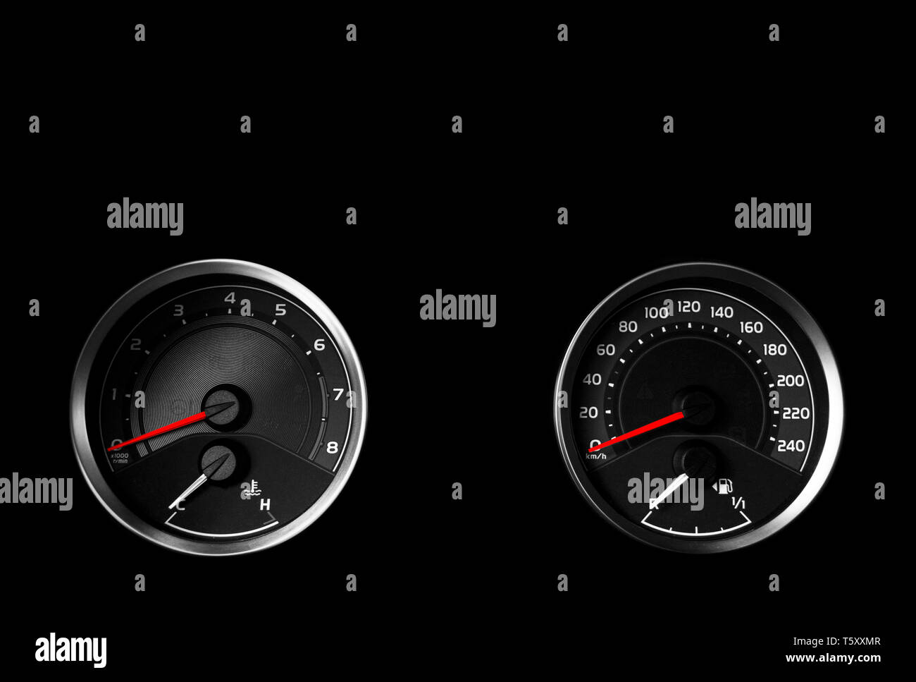 Close up shot of a speedometer in a car. Car dashboard. Dashboard