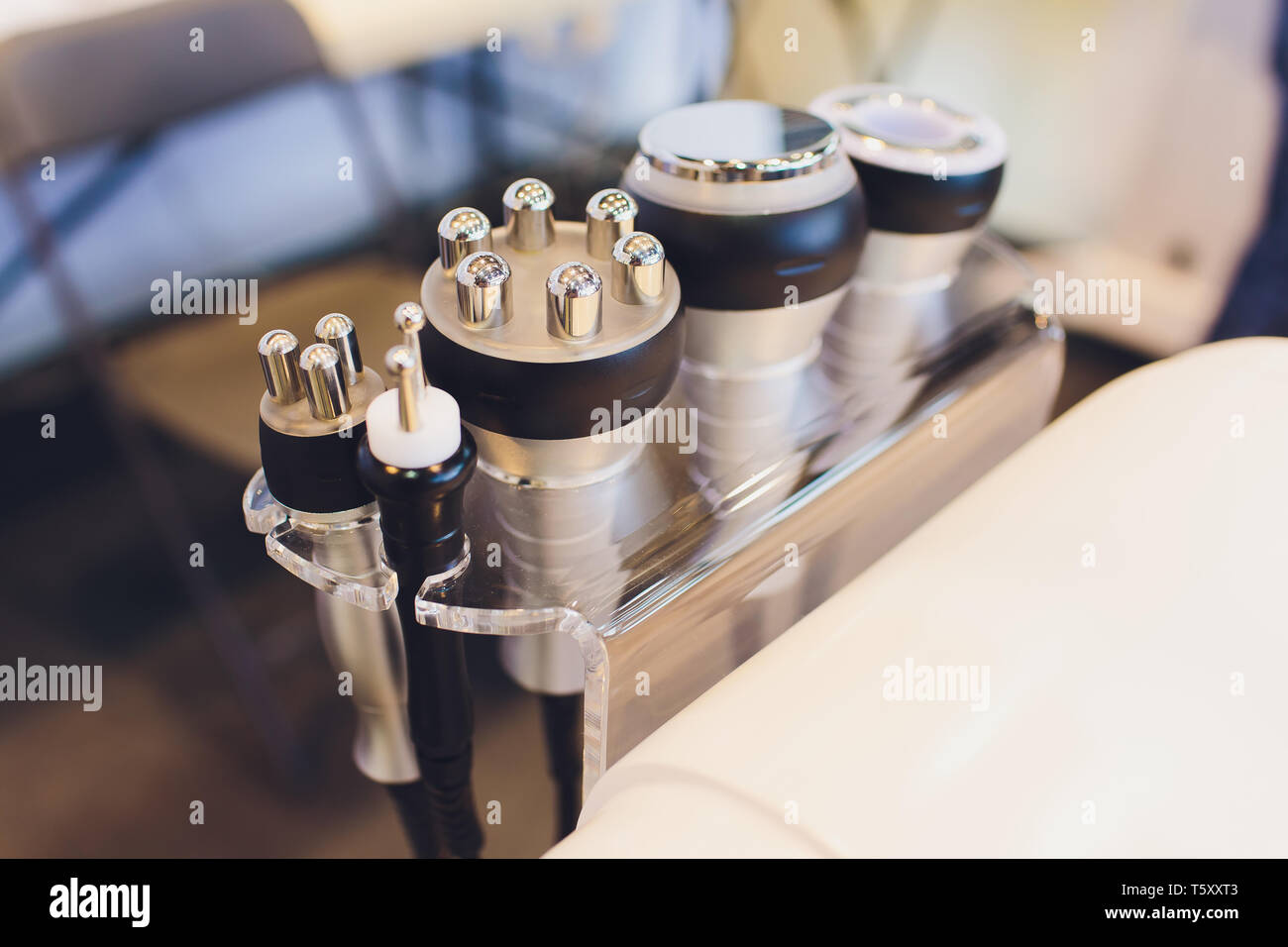 Closeup of cosmetology equipment in modern aesthetic clinic Stock Photo