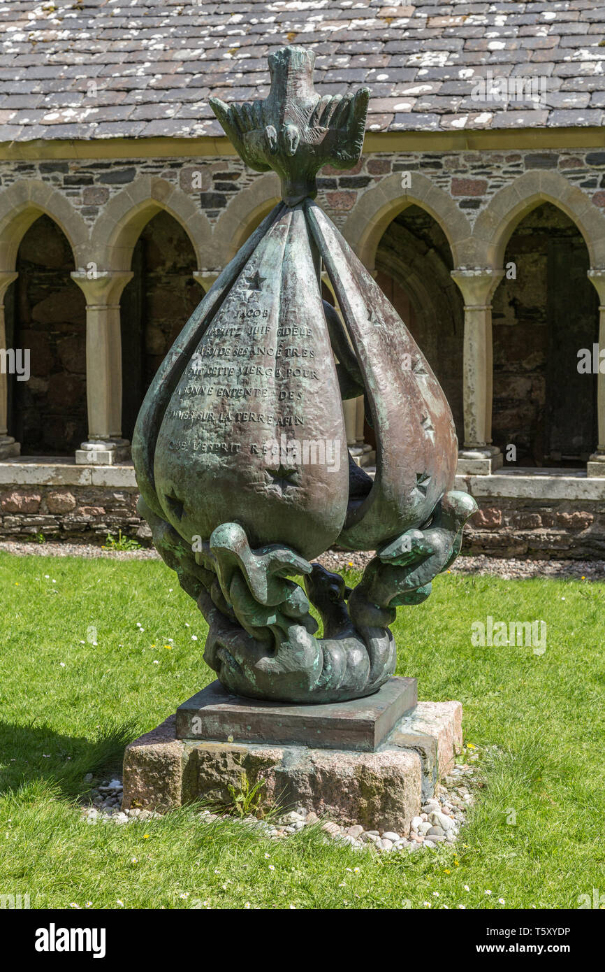 ‘Descent of the Spirit’ sculpture in St.Columba's Abbey Cloisters on the island of Iona, Argyll and Bute, Scotland Stock Photo