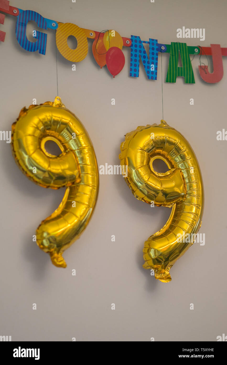 The 99th birthday  celebration number. Stock Photo