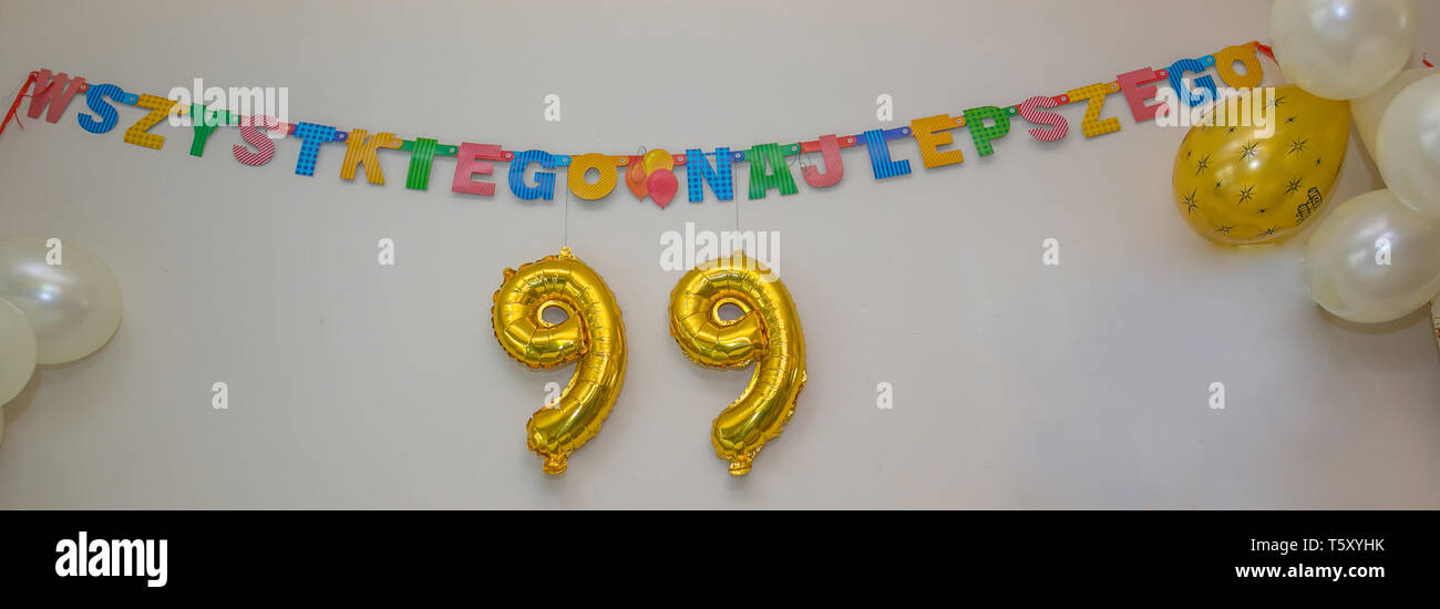 The 99th birthday  celebration number. Stock Photo