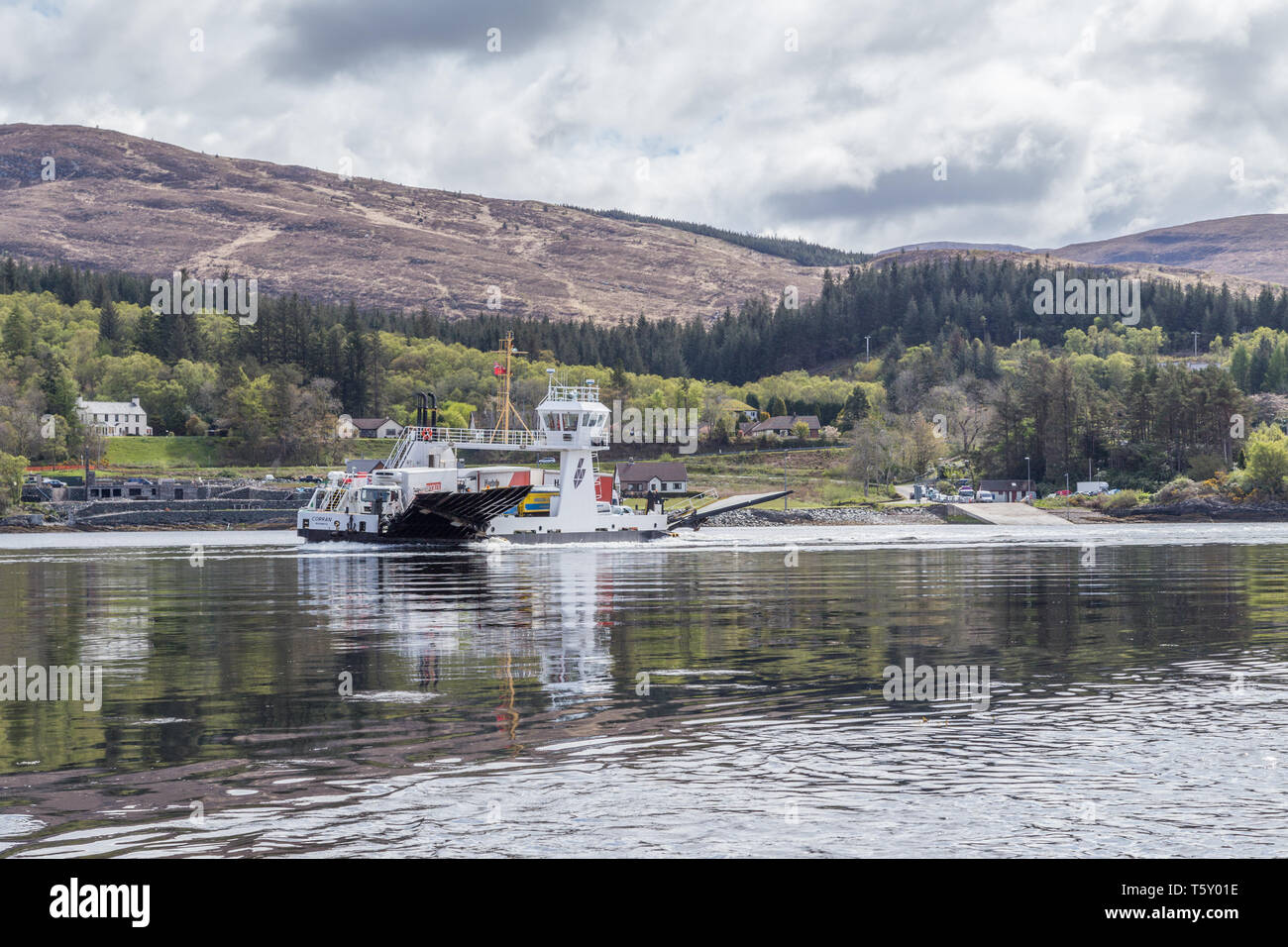 The Corran Ferry transports cars and lorries across Loch Linnhe from
