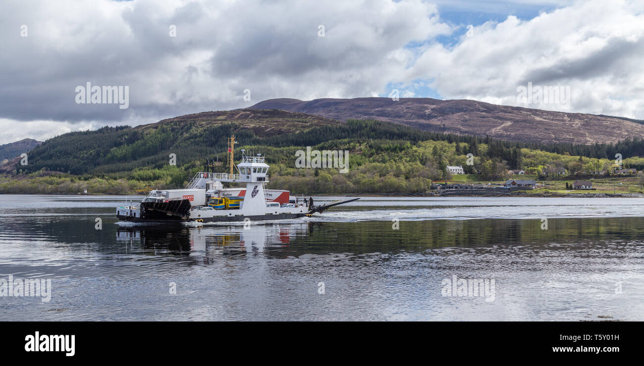 The Corran Ferry transports cars and lorries across Loch Linnhe from