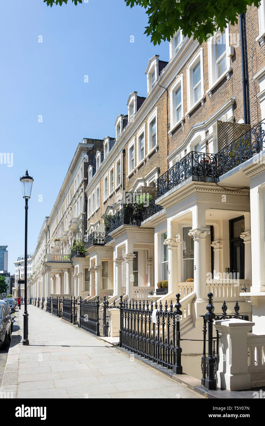 Terraced town houses, Earl's Court Square, Earls Court, Royal Borough of Kensington and Chelsea, Greater London, England, United Kingdom Stock Photo