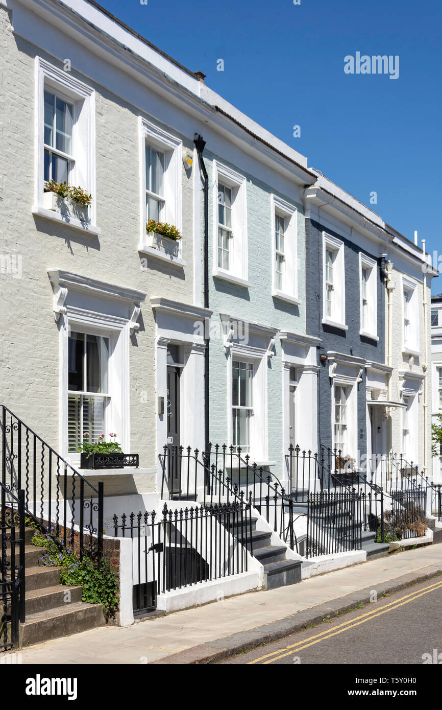 Colourful terraced houses, Hillgate Place, Notting Hill, Royal Borough