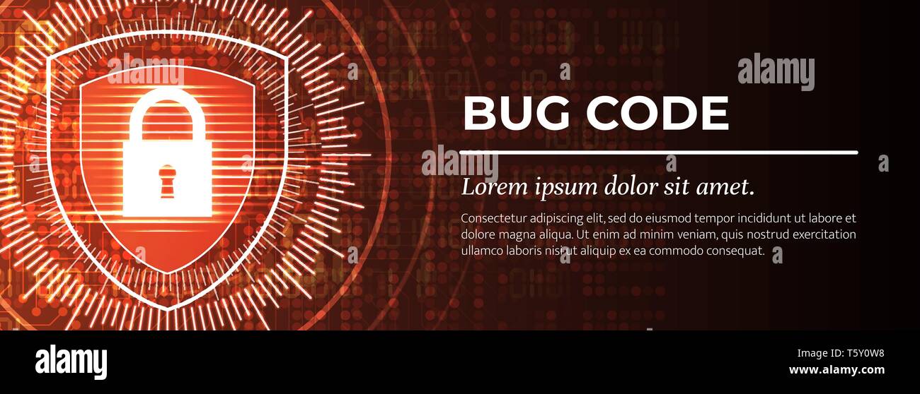 Bug Code. The Red Digital Background. Vector. Stock Vector