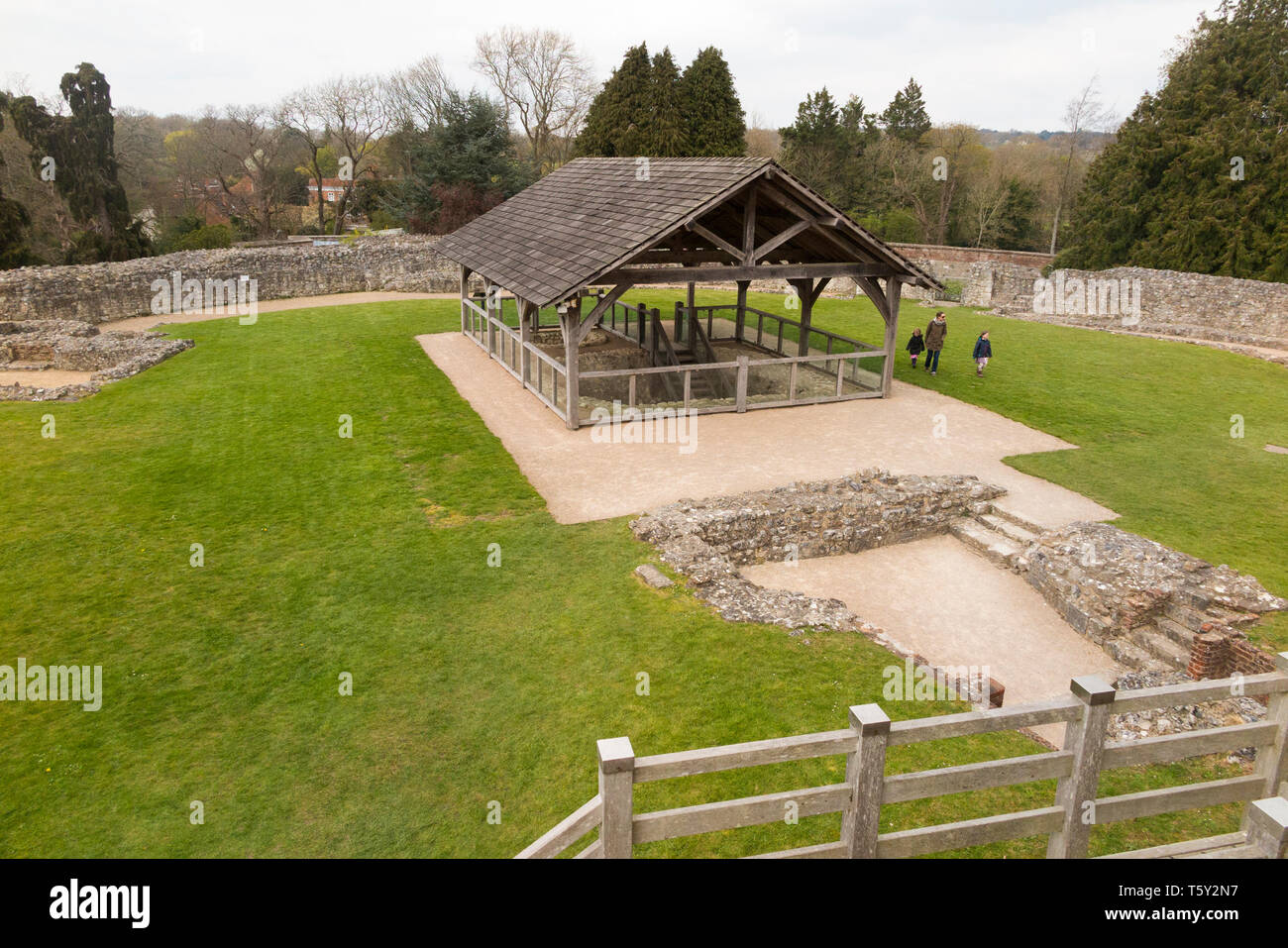 Roof structure protecting the original stone Norman Square Keep ...